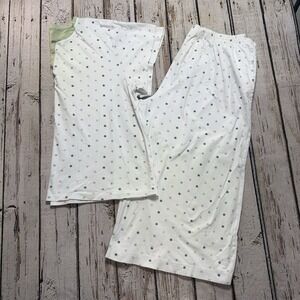 Cuddledown Pajama Set Size XXL White Polka Dot 100% Pima Cotton Knit Cottagecore